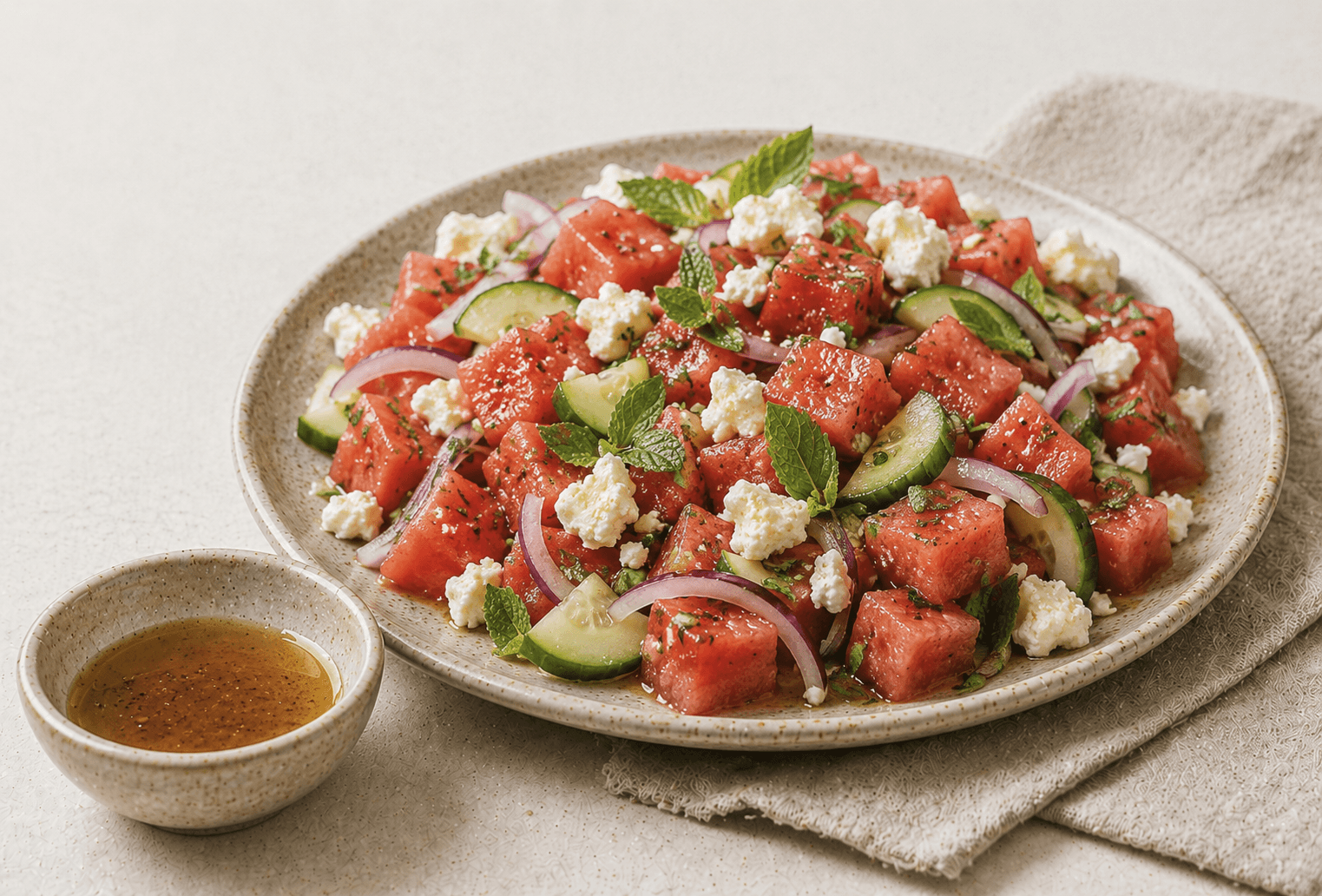 Watermelon, Feta, and Cucumber Salad